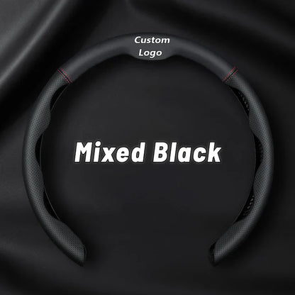 Nexi Customized Car Logo Breathable Ultra-thin 5D Leather & Carbon Car Steering Wheel Cover Universal Fit